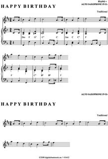 Happy Birthday On Alto Sax : Happy Birthday Duet Background 