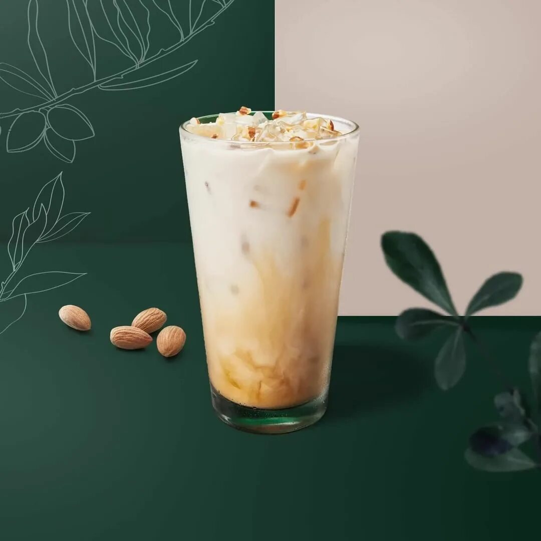 Iced Almond Milk Hazelnut Latte is naturally creamy with hints of hazelnut ...