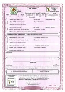 Mexican Marriage Certificate Template Birth Translation for 