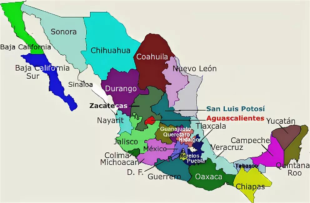 Los 32 Estados de México con sus Capitales 🥇 Mapa con Estado