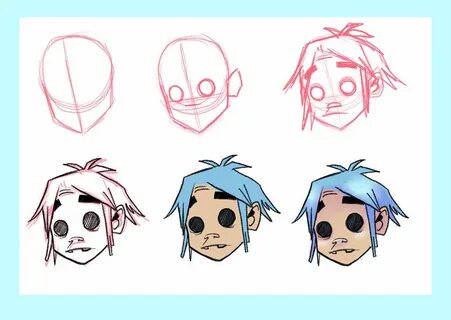 How To Draw Gorillaz' 2-D's Head Gorillaz, Drawings, Drawing