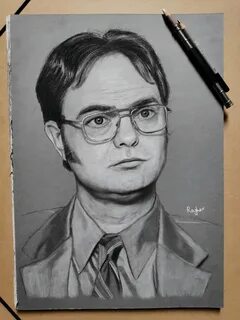 Really detailed, accurate pencil drawing of Dwight Schrute. 