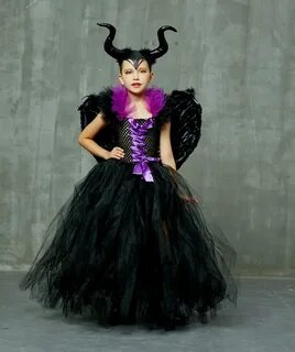 Dziecko Maleficent przebranie na Halloween maleficzny kostiu