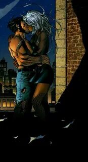Wolverine & Storm from "X-Men" graphic novel kissing. Wolver