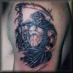 Black grim reaper tattoo design on shoulder - Tattoos Book -
