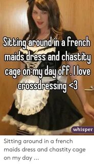 Sitting Around in a French Maids Dress and Chastity Cage Onm