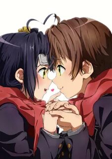 #1196800 Takanashi Rikka, brunette, blushing, couple, eyepat