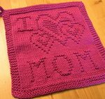 Free Knitting Pattern for I Heart Mom Cloth Dishcloth knitti