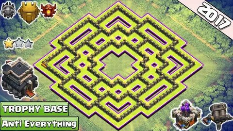 BEST!! Clash of Clans Town Hall 9/TH9 Trophy Base With Gear 