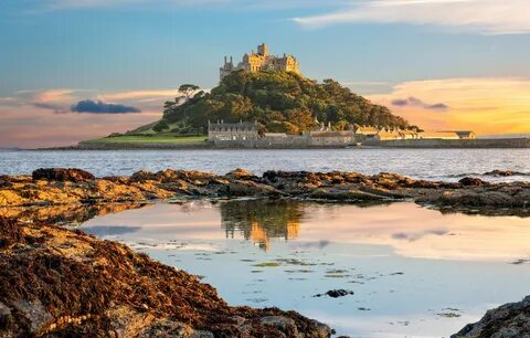 Обои water, islands, St Michaels Mount картинки на рабочий с