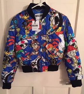 Moschino Couture Jeremy Scott Looney Tunes Blue Quilted Silk