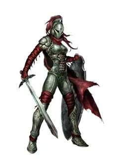 Female Sword and Board Fighter - Pathfinder PFRPG DND D&D d2