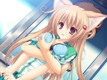 animal ears bra breast grab brown hair catgirl game cg hug long hair mikagami ma