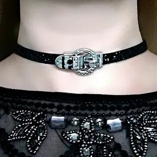 Steampunk BDSM jewelry submissive day collar leather lock ne