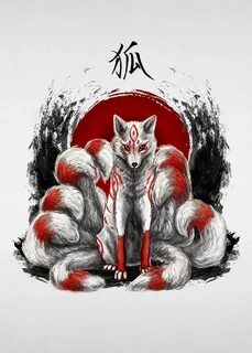 Nine Tailed Fox Kitsune' Poster by Cornel Vlad Displate Japa