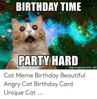 BIRTHDAY TIME PARTY HARD Memegeneratornet Cat Meme Birthday 