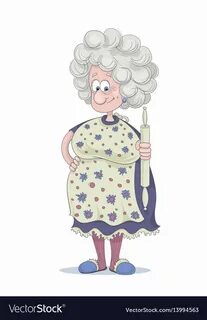 Funny smiling grandmother with gray hair Vector Image