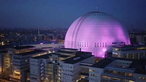 2545. Globen (Stockholm Globe Arena) Drone Stock Footage Vid