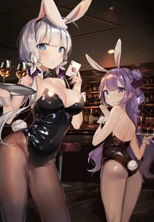 The secondary picture of a girl in a bunny girl figure that 