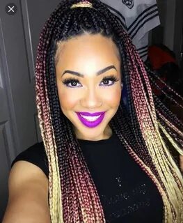 Black pink gold ombré braids Colored box braids, Box braids 