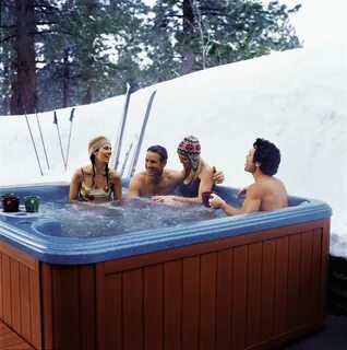 Nothing is cozier than jumping in the hot tub in the snow! H