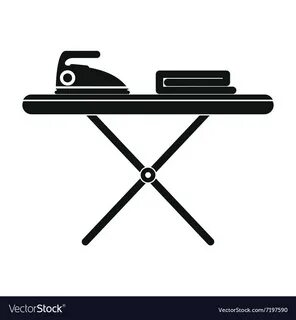 Ironing board with iron black simple icon Vector Image