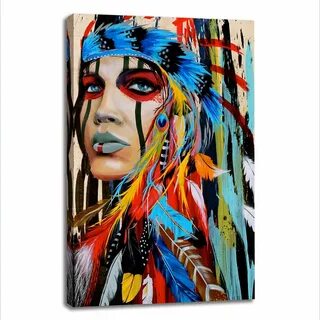 Blue Feather Art Print Set Indian Native American Decor Blue