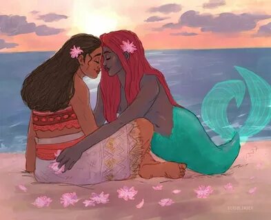 birdblinderdraws: " 🌊 Moana 💖 Ariel 🌊 " Disney fan art, Disn