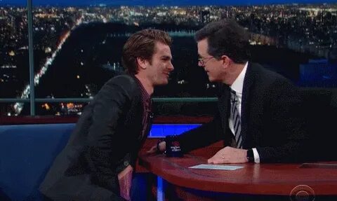 VJBrendan.com: Andrew Garfield Kisses Stephen Colbert On 'Th