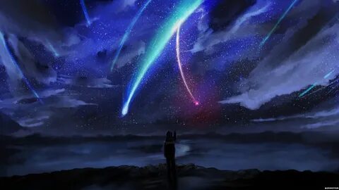 Wallpaper : night, anime, galaxy, sky, stars, your name, neb