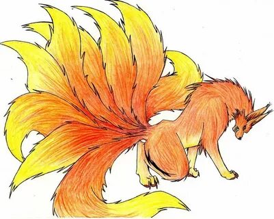 Nine-tailed fire kitsune. Naruto sketch, Fox art, Fox drawin