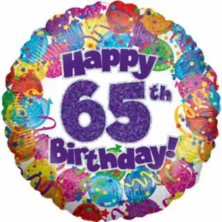 Happy 65th Birthday Holographic Foil Balloon 18" Decoration 