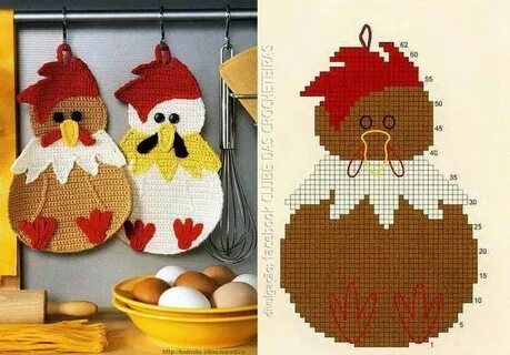 Crochet Chicken Potholder. Cute! Amanda Pinterest Presine al