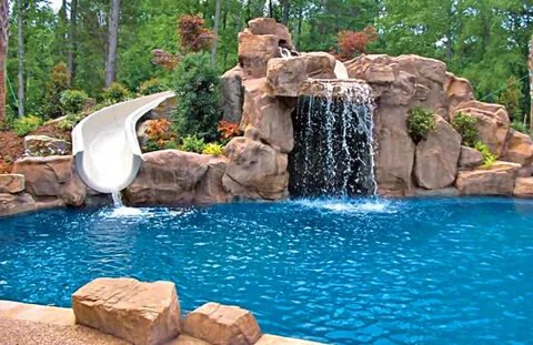 Swimming Pool Rock Slides Photos │ Blue Haven Pools