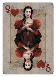 Queen Of Hearts Playing cards design, Card art, Card illustr