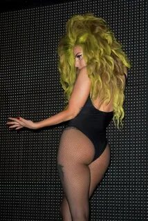 Lady Gaga showing off her ass in fishnets and lingerie on al