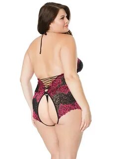 Poppy Plus Size Crotchless Teddy - 21126X-04012 Lover's Lane