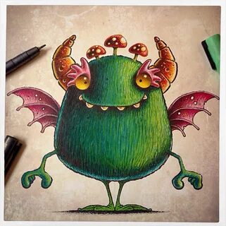 Monster doodle from sketchbook! I'm loving the toadstool hai