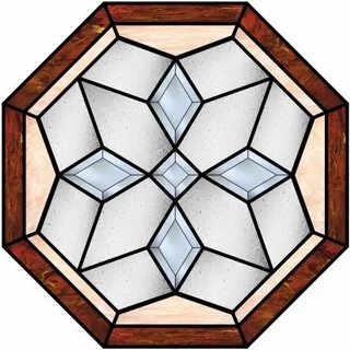 Octagon Beveled Diamonds Stained Glass Window with Dark Bord