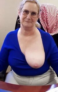 Grannies & matures sexily displaying just one bare breast - 