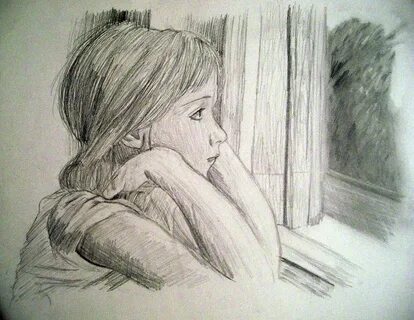 Sad Girl window Drawing free image download