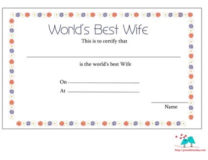 Free Printable World’s Best Wife Certificates