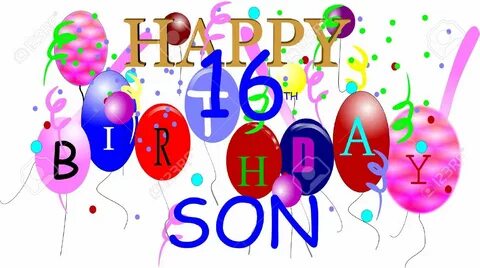 Happy 16th Birthday Son In 3d On White Клипарты, векторы, и 