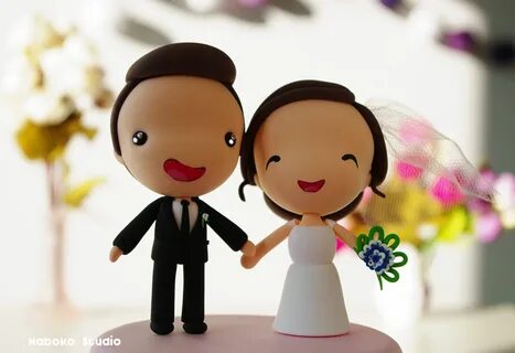 Chibi Wedding Cake Topper Anime Couple Bride and Groom Figur