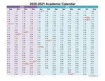 2020 And 2021 Academic Calendar Printable (Landscape)- Templ