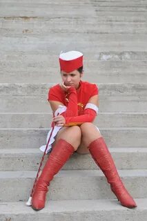 Majorette - Unhappy Teen in Uniform Stock Image - Image of l