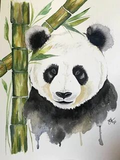 Watercolor Panda Eating Bamboo - NewelHome.com