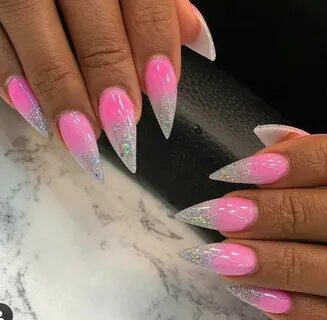 Pink silver Hot nails, Ombre nails glitter, Teal nails