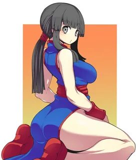 Safebooru - 1girl ass bare shoulders black hair blue dress b