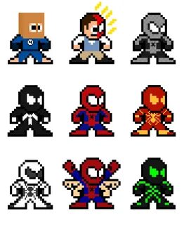 8-bit Spider-Man Through the Ages Spiderman pixel art, Pixel